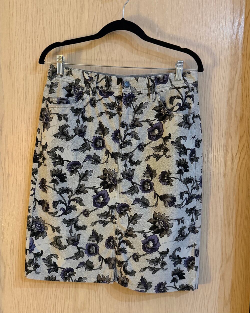 Vintage Eddie Bauer Floral Corduroy Skirt M 90s Y2K Cottagecore